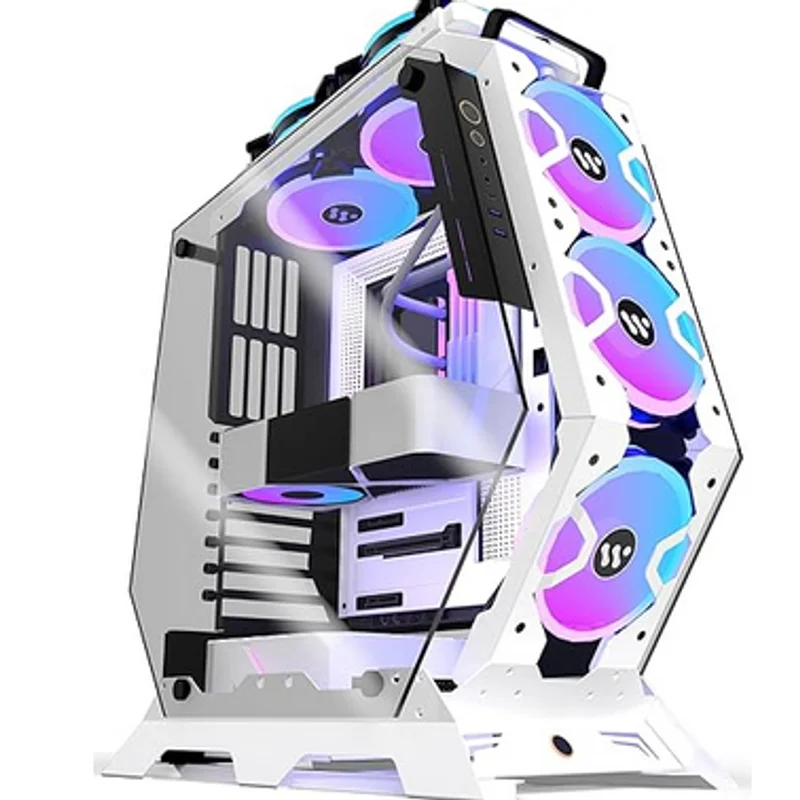 KEDIERS C570 — White ATX Mid-Tower Case with 5 PWM ARGB Fans